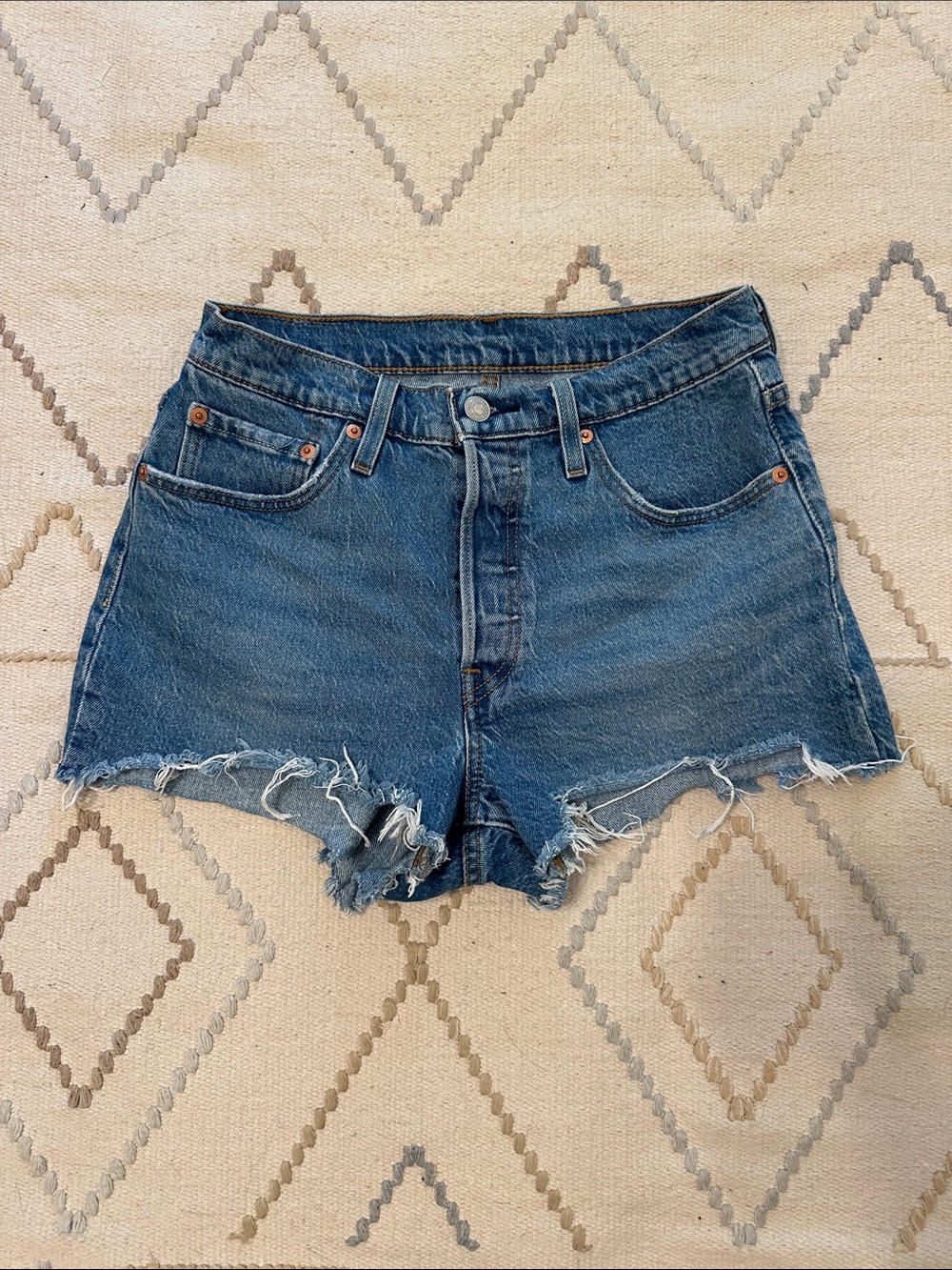 Levi’s 501 Original High-Rise Blue Denim Cutoff Shorts